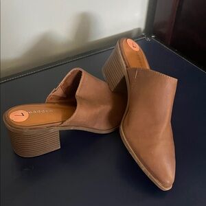 Madden Girl Brown Block Heel Mules